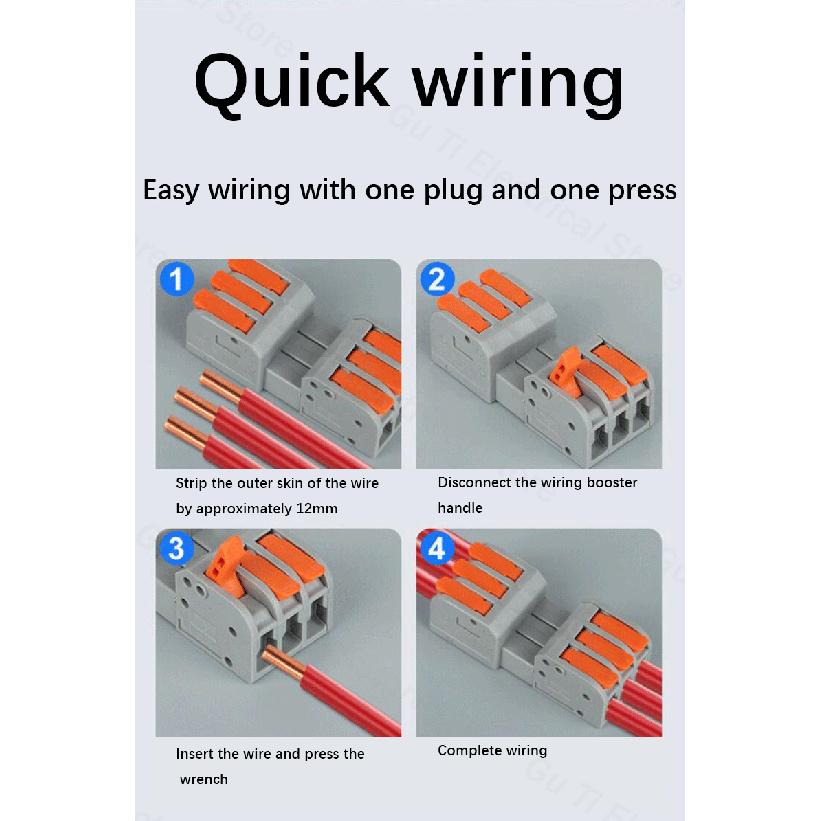 Male Female Docking Mini Quick Wire Connector Universal Compact Electrical Wiring Connectors Push-in Conductor Terminal Block Plug Connectors 4