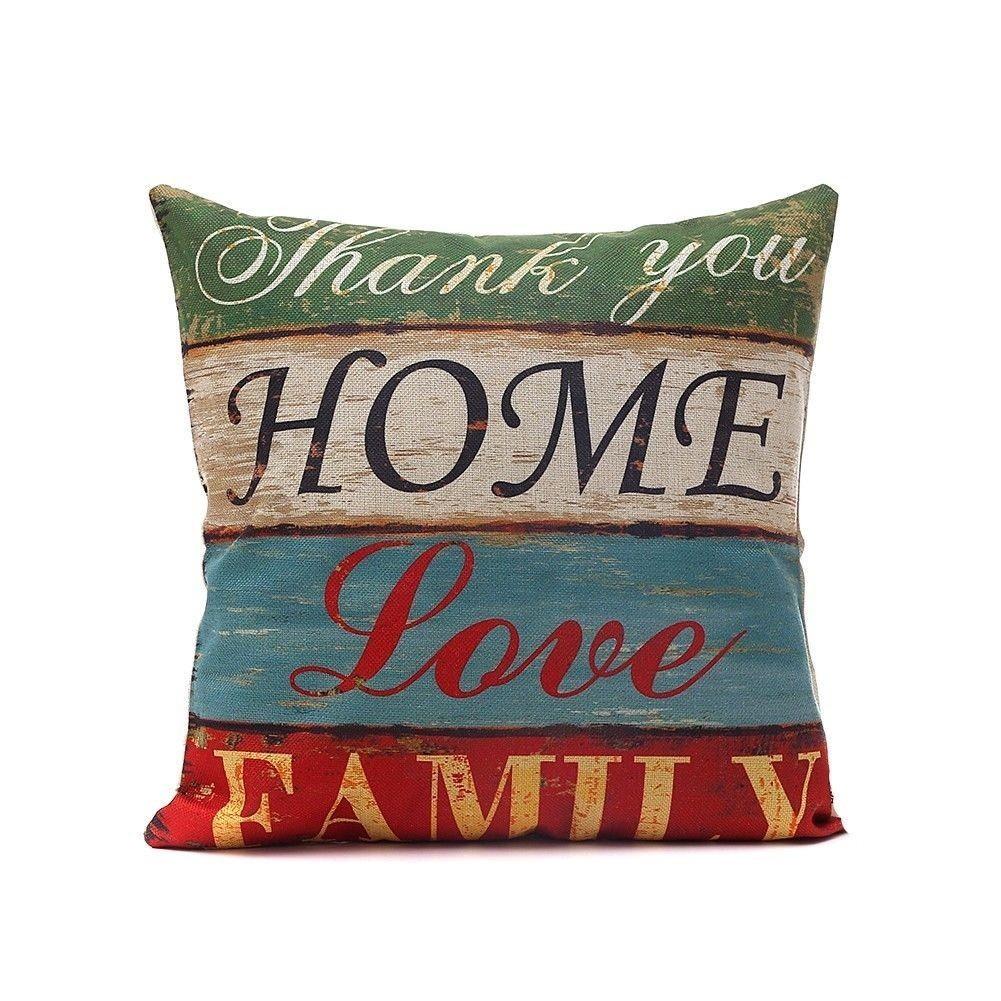 Premium Housse De Coussin Carr Coton Imprim Lettres Rtro Mlang For Timeless Elegance