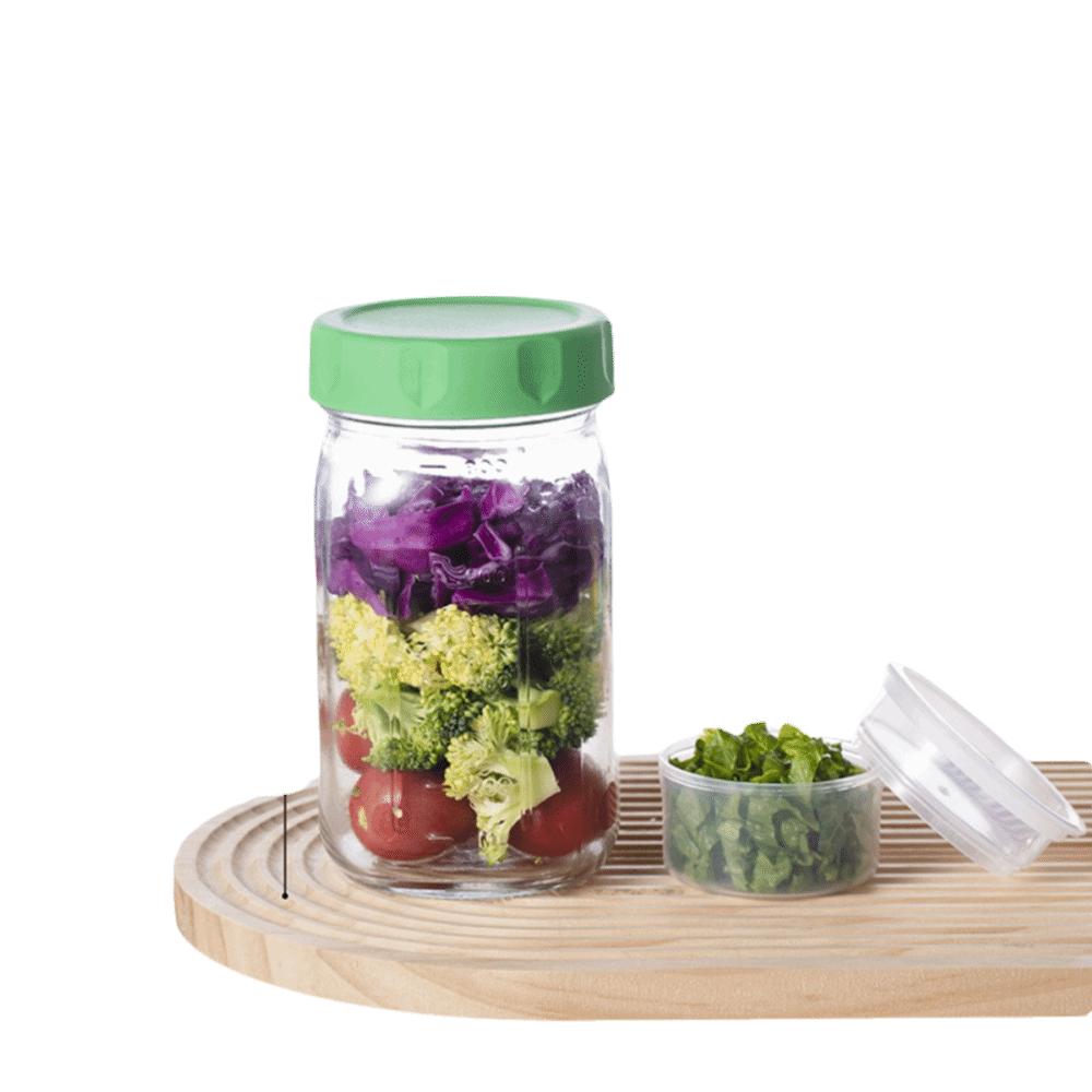 32OZ Glass Salad Jar Leakproof with Lid Salad Containers Sealed Dry Wet Separation Oat Jar For Picnic Office Fitness
