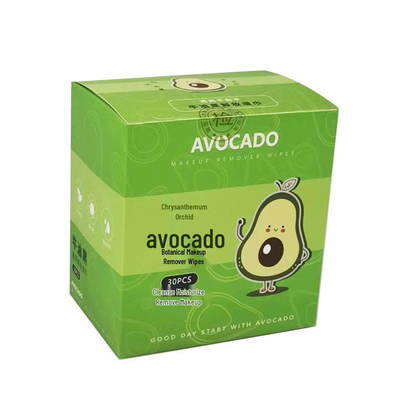 Avocado Extract Makeup Remover Wipes - Individually Packaged, No Irritation, Moisturizing, Deep Cleansing. 30 Count per Box