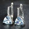 Elegant Women Faux Sapphire Rhinestone Inlaid Drop Huggie Earrings Eardrops