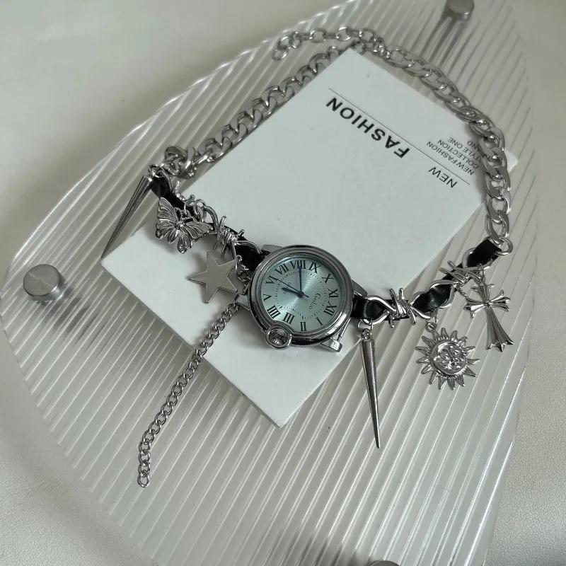 Fashion Y2k Watch Leather Pendant Titanium Steel Collar Female Personality Cyberpunk Choker Fashion Jewelry Gift