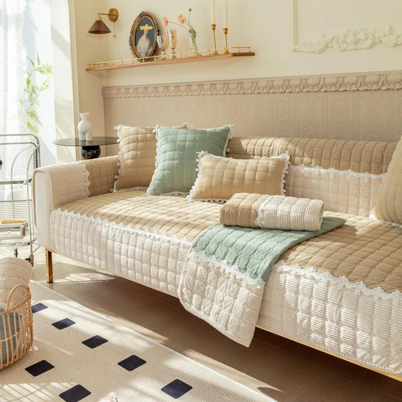 Corduroy Sofa Cover Plaid Anti-slip Sofa Towel for Sectional Sofa Thickening  Modern Couch Cushion Multifunctional Covers Carpet