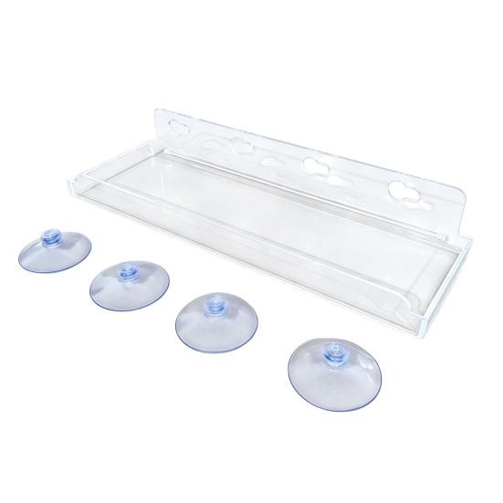 Suport mic pentru expunerea plantelor Raft de fereastră cu ventuză și margine de protecție, Raft plutitor robust din acril transparent, Suport de perete pentru interior