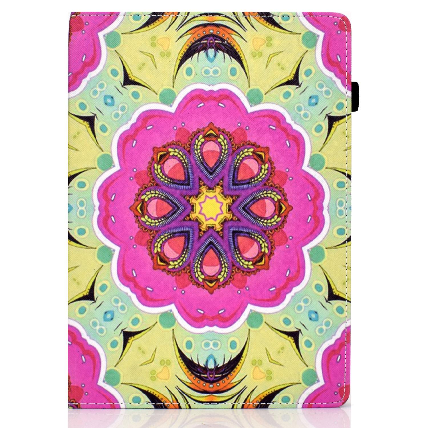 

For Amazon Kindle Youth Edition 2022 PU Leather Book Style Flip Tablet Case Pattern Printing Card Holder Shockproof Cover with Elastic Band Pink Mandala