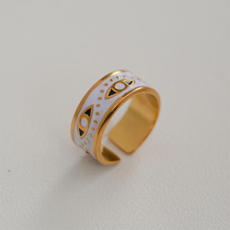 Stainless Steel French White Enamel Rings For Women Drip Glaze Romantic Elegent Girl Ring Daily Wear Sweet Y2K Jewelry No Fading