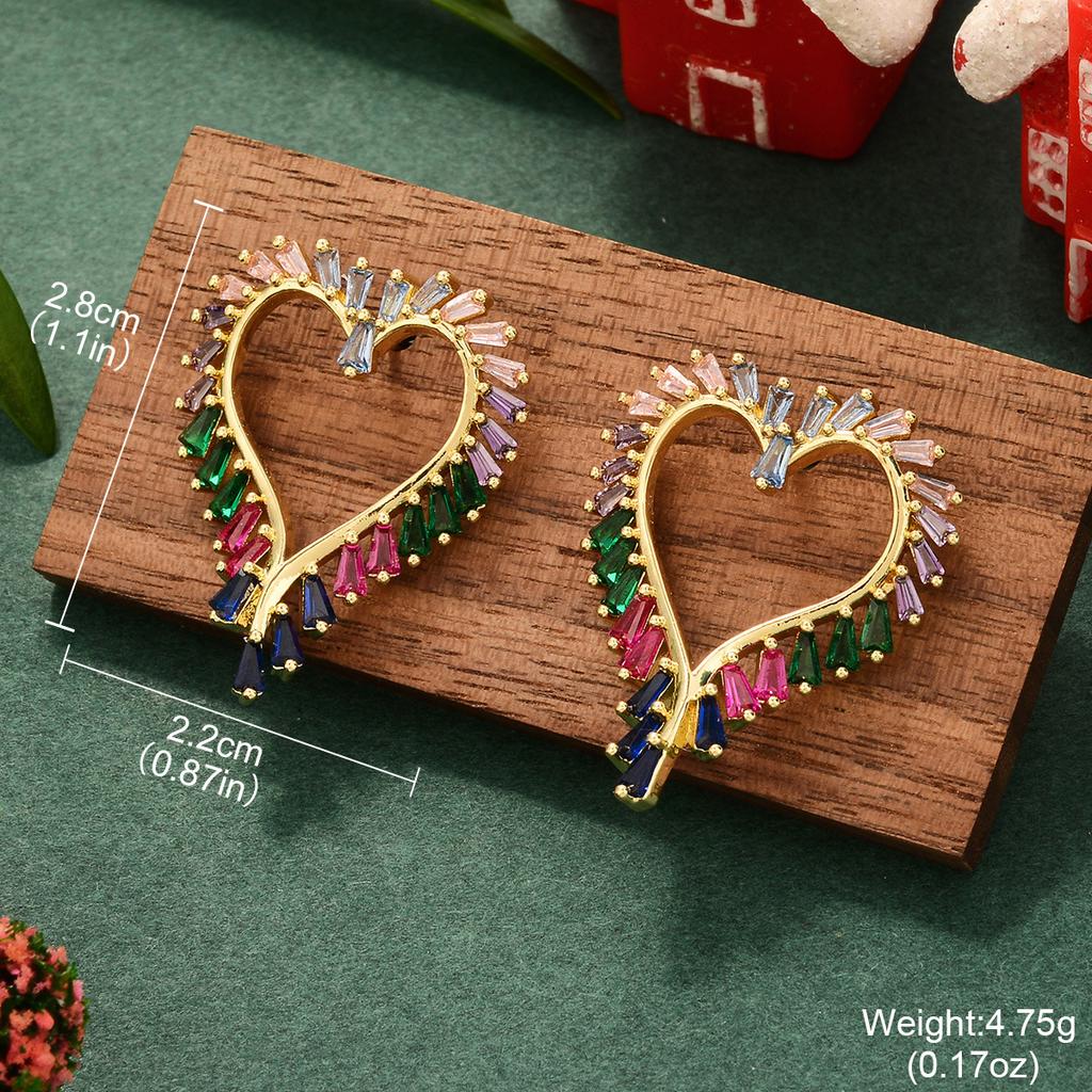 Christmas element earrings, star color zirconium autumn and winter light luxury new products, fashion temperament, fringed love studs