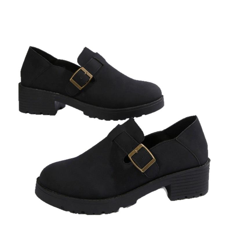 Women's Round Toe Loafers, Soft Sole Block Heel Casual Shoes
