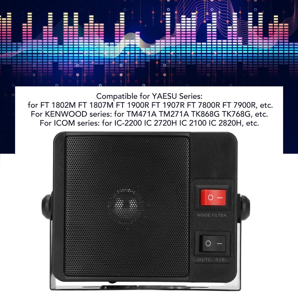 Speaker, Car Radio Speaker, Stable Clear Sound External Communication Speaker with Base, Radio Speaker for Yaesu, Kenwood, ICOM