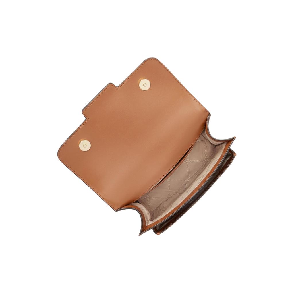 Michael Kors Heather Metal Decoration Flap Design Faux Leather Tote Shoulder Bag Women bags Dark-Brown Acorn-Brown 30R4G7HL3B-BRN-LUGGAGE