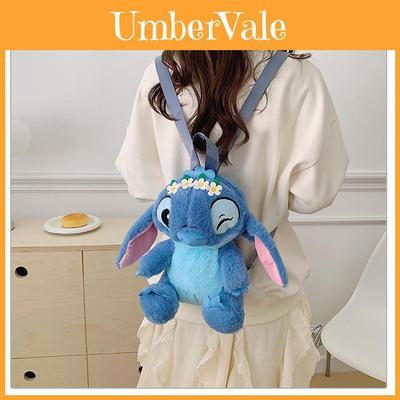 Lilo Stitch Plush Cartoon Backpack For Girls With Zipper Closure And Pocket For Casual Travel