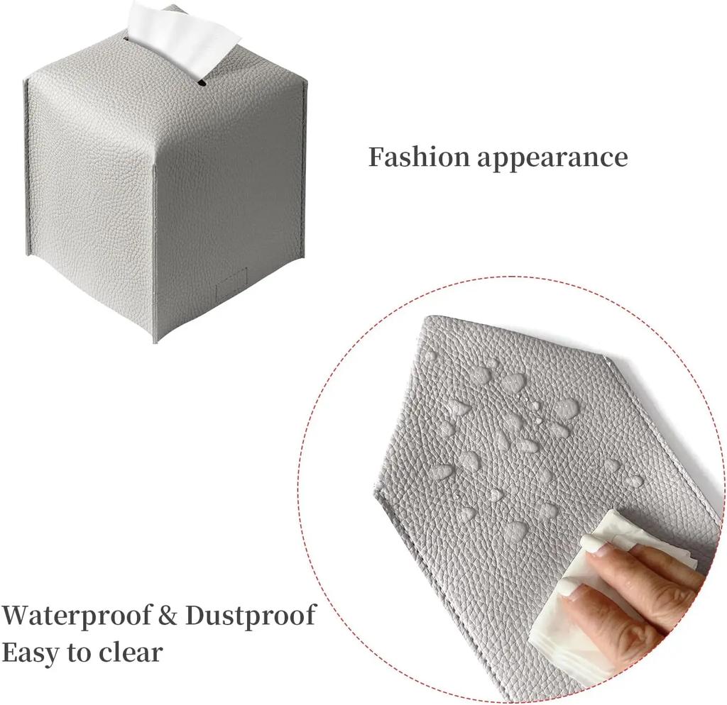 1pc 13cmX13cm Decorative Square Tissue Box PU Leather Tissue Holder Facial Paper Organizer for Bathroom Modern Tissue Box Holder