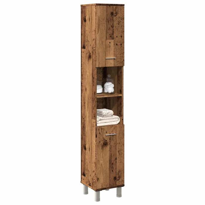 VidaXL Armoire de salle de bain vieux bois 30x30x179cm bois ingénierie, armoire de rangement de salle de bain, placard de 856140