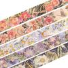 YUBBAEX Full Bloom Flower Masking Luxurious Gold Foil 25mm Wide X 5 Perfect for Gift DIY and Notebook Decorations Tape, Stamp, Rolls, Thin, Wrapping,