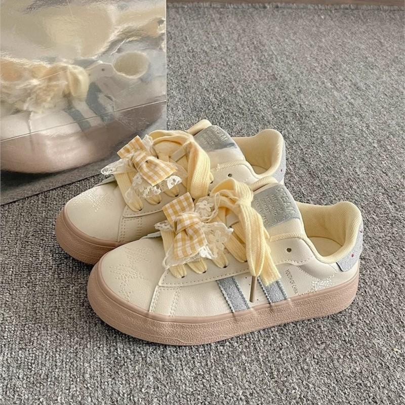 Mode 2025 Neue Sommer K-Style Chunky Sneakers Damen Weiß Plateau Campus Schuhe Vielseitige Frühling Casual Mode Plateau Sneakers