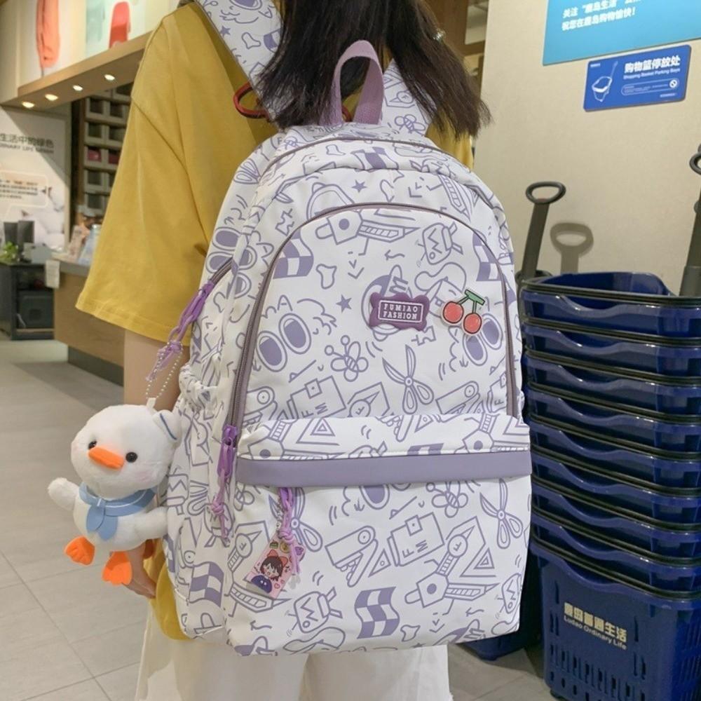 Doodle Students Backpack Graffiti Shoulder Bag Large Capacity School Bag  Travel