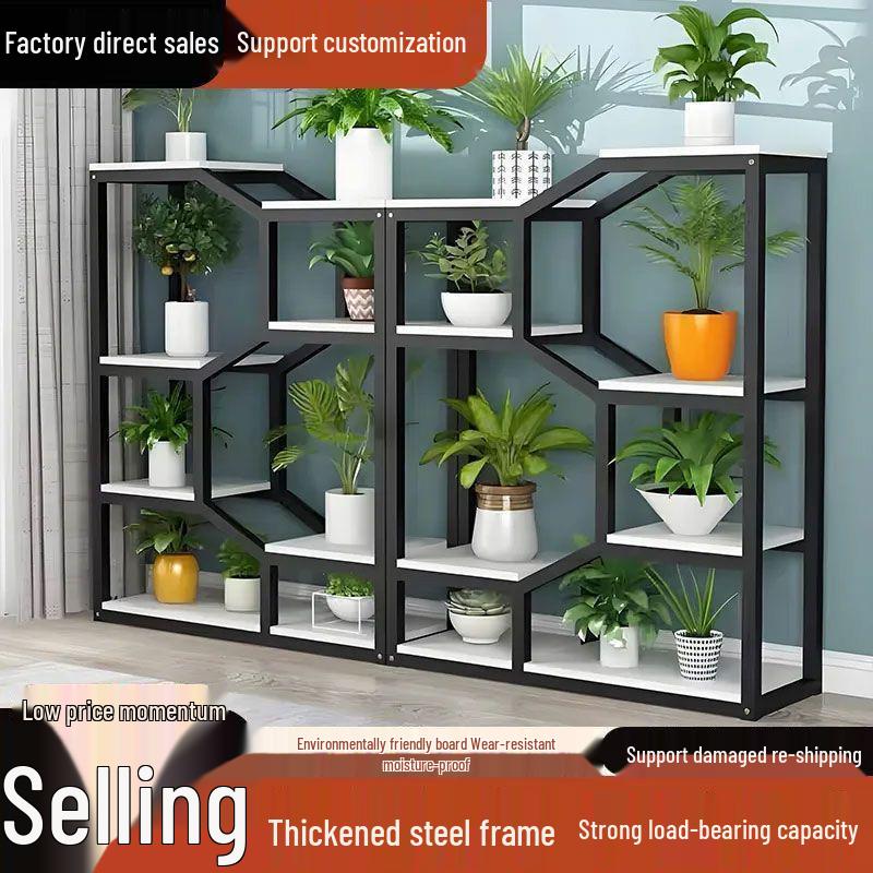 Wrought Iron Storage Rack: Bookshelf, Wine & Display Cabinet, Flower Stand, Partition Shelf for Living Room & Dining Room.