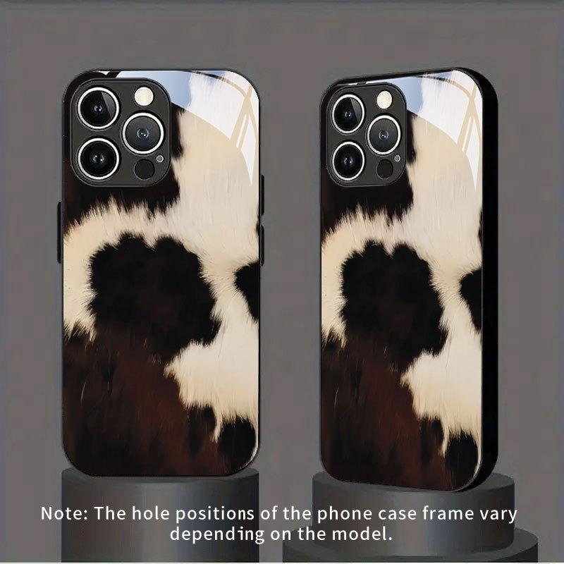 Schwarz Weiß Braun Felltextur Muster Gehärtetes Glas Schwarze Handyhülle Für Samsung Galaxy S25 S24 S23 Ultra Plus FE Hülle