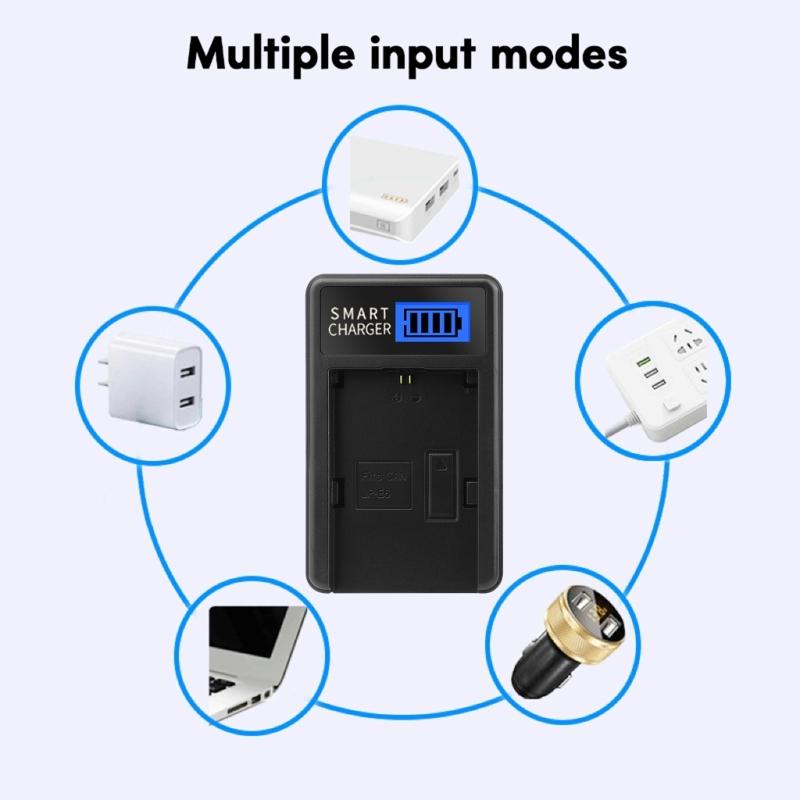 Rapid LP-E6 LCD USB Battery Charger for  EOS 5D Mark II, EOS 5D Mark III Camera Stay Powered for Travel