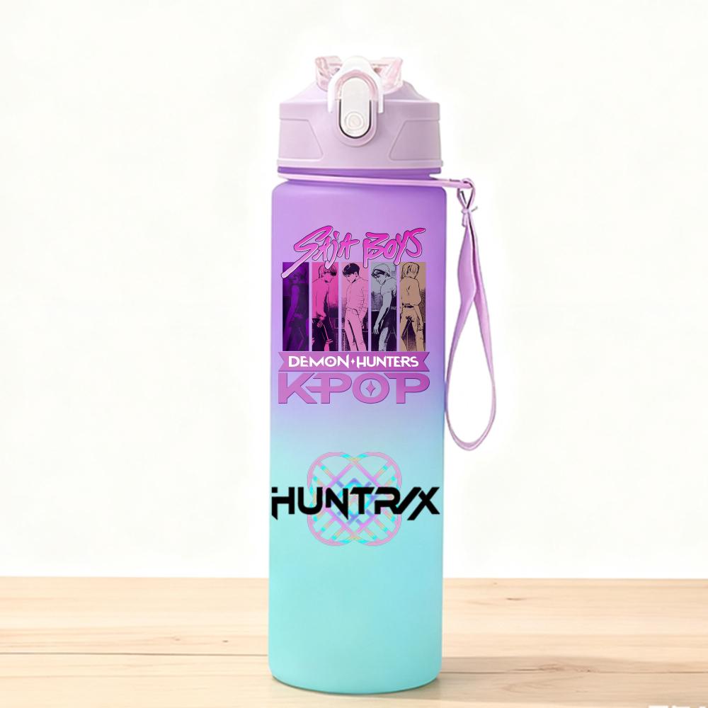750ML KPop Demon Hunters Sport Water Bottle Adorable Cartoon Anime Plastic Cup Portable Cold Drink Box designed for Children Children