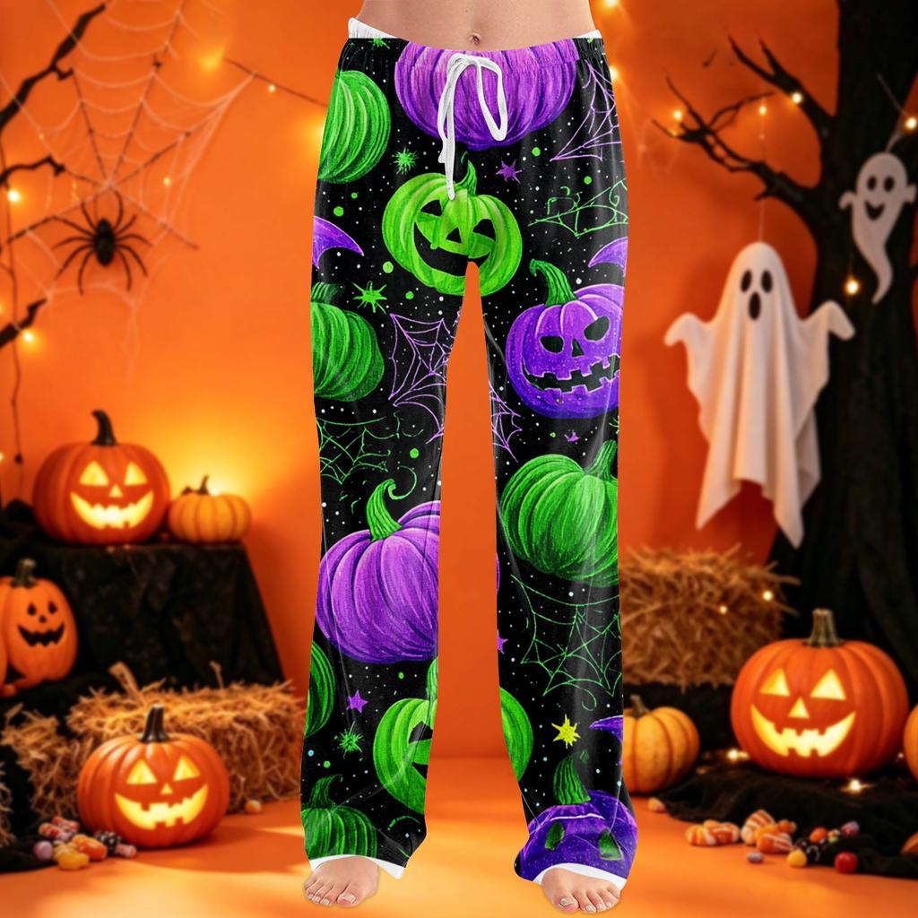 Women's Pajama Pants with Drawstring Halloween Print Relaxed Fit for Casual