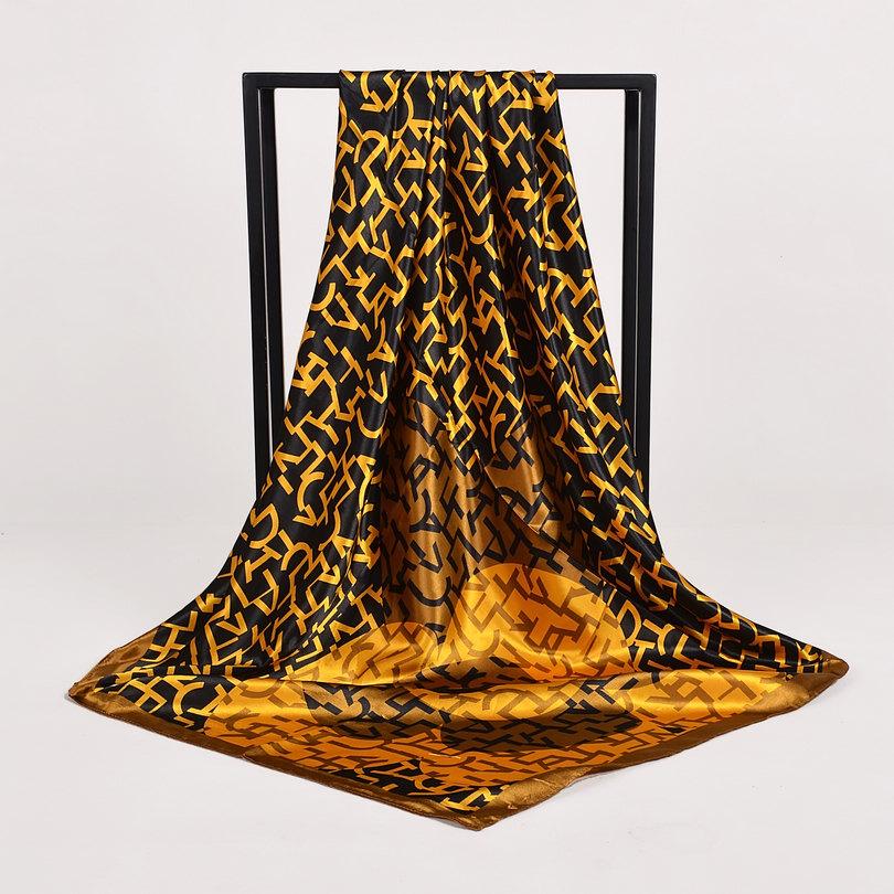 [BYSIFA] Women Rose Silk Scarf Shawl Spring Autumn Large Orange Green Square Scarves Wraps New Design Ladies Head Scarf Cape