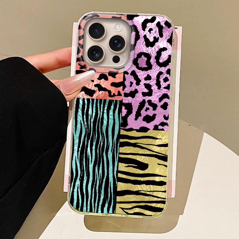 Splicing Purple Leopard Print Girl Women Phone Case for iphone 16 15 14 7 8 Plus 13 11 12 Pro Max X XS XR SE 2022 2020 16e Cover
