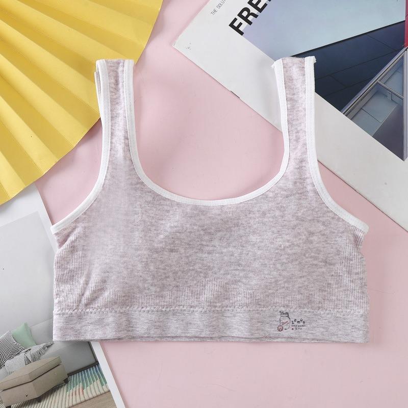 

Развивающий бюстгальтер для девочек без стальных колец Дышащий, приятный для кожи, противоскользящий, противозавивающийся, эластичные бретели, милый бюстгальтер с принтом one size фиолетовый