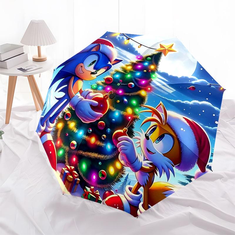 

1pc Sonic the Hedgehog Automatic Opening Closing Umbrella, Portable 3-Fold Design, 8-Bone Iron Frame Outdoor Umbrella, Ideal Gift for Fans, Travelers,