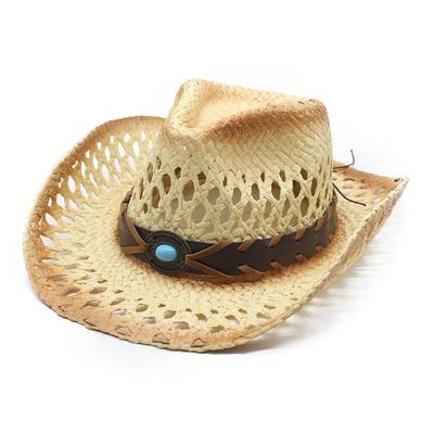 Retro Comfortable Breathable Casual Versatile Outdoor Eaves Sunscreen Shade Western Cowboy Straw Hat