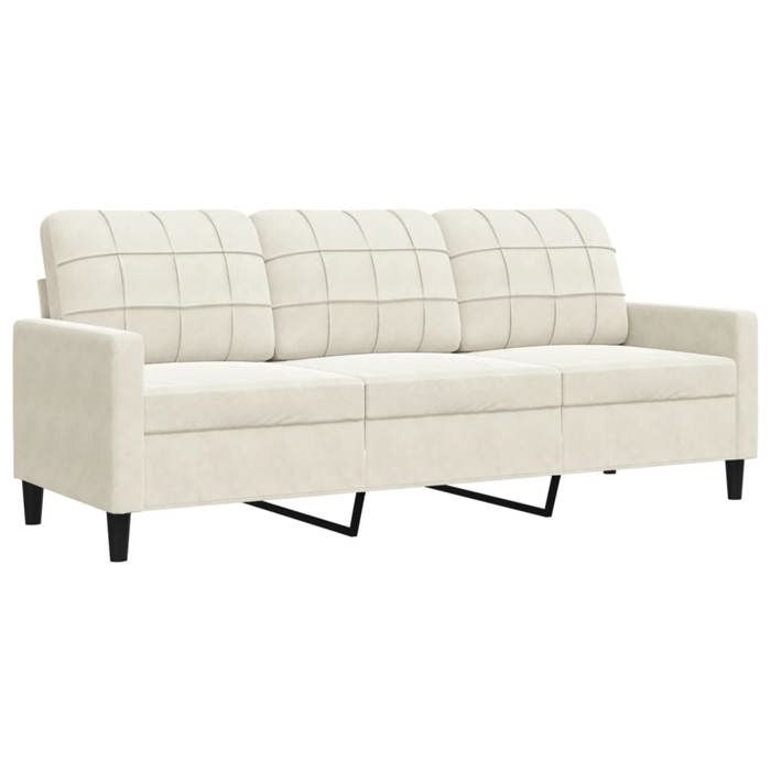 VidaXL Canapé à 3 places Crème 180 cm Velours, canapé, canapé de salon, canapé à trois places, canapé rembourré, sièges de 4007642