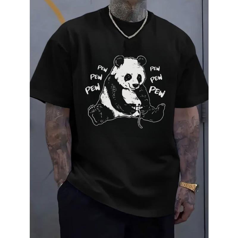 Casual Streetwear Style unisex's T-Shirt Panda Pew Pew Graphic Summer And Autumn Wear for Friends And Family Gifts