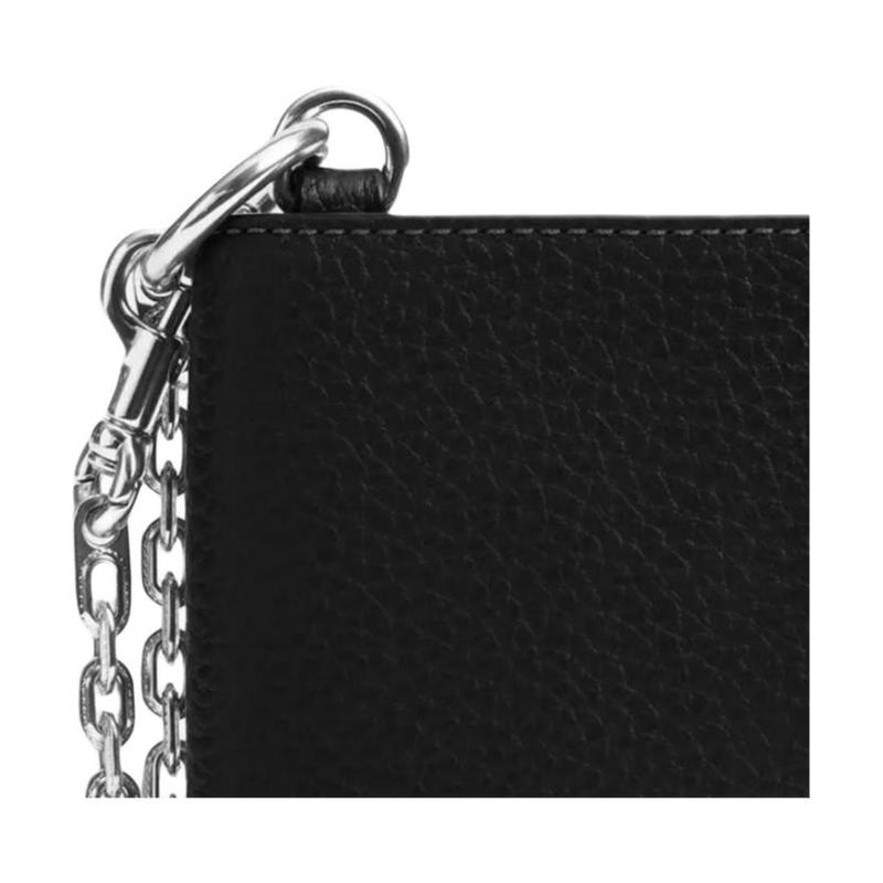 COACH 11 flip closure chain cow leather wallet men's black black