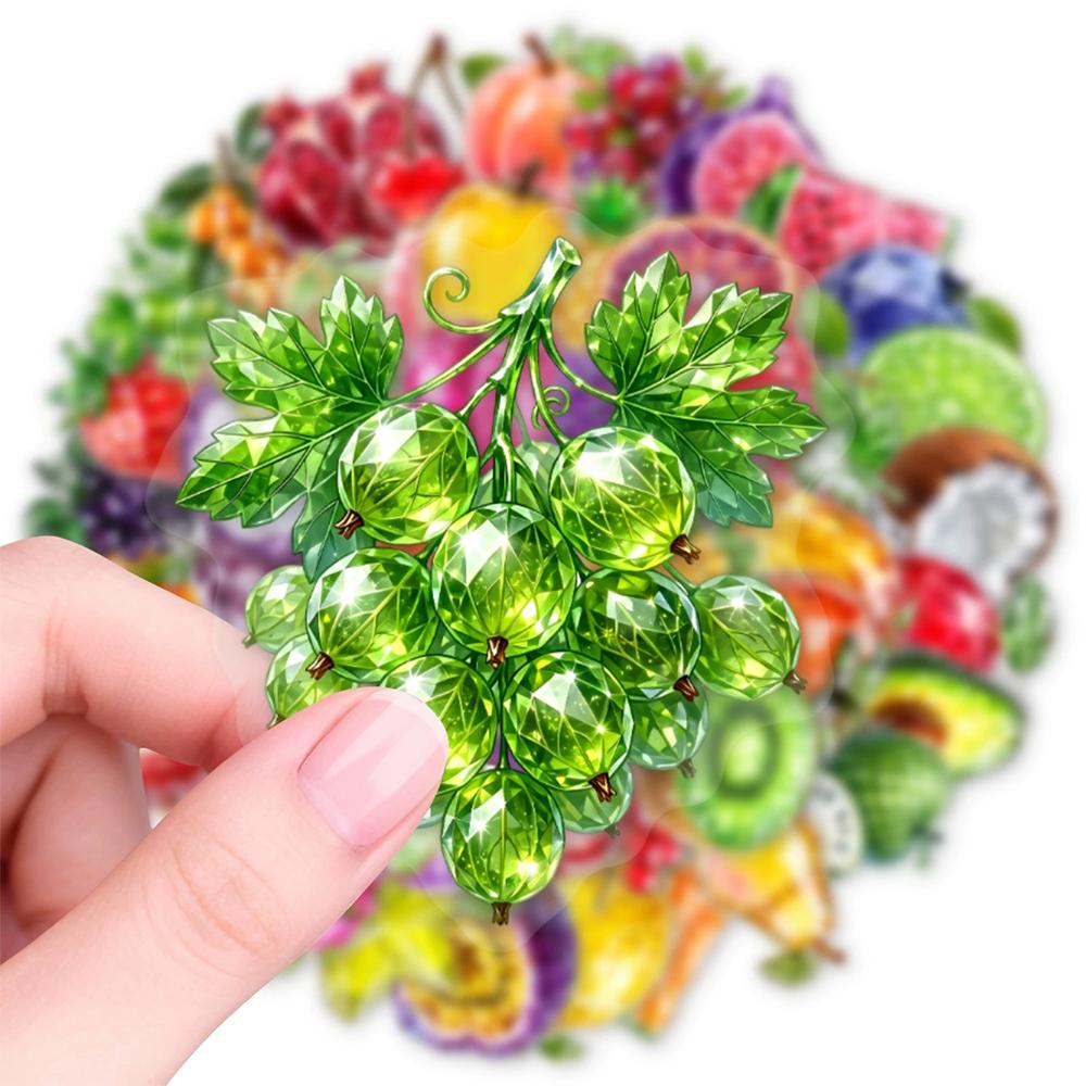 10/30/50pcs Cute Cartoon Crystal Fruit Graffiti Stickers Aesthetic DIY Notebook Phone Luggage Waterproof Decoration Sticker Pack