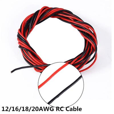 5M Flexible Soft Silicone Wire 12 16 18 20AWG High Temperature Resistant Red Black Cable For RC Model Battery Circuit Connection