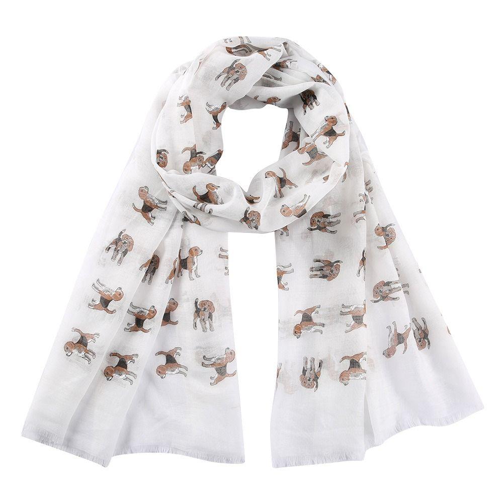 with Frayed Hem Animal Scarf Polyester Puppy Shawl Wrap New Design Dog Print Scarf