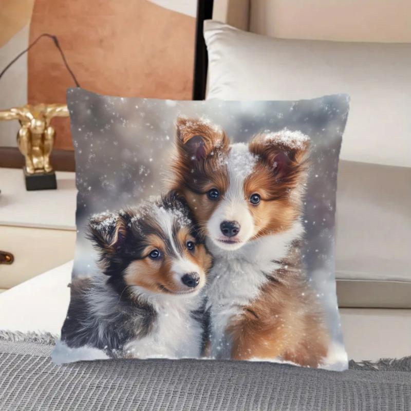 Shetland Sheepdog Puppy Kussenslopen Stoel Woonkamer Kussensloop Gezellig Rits Bank Kussenslopen Slaapkamer Binnen Huis Decoratie