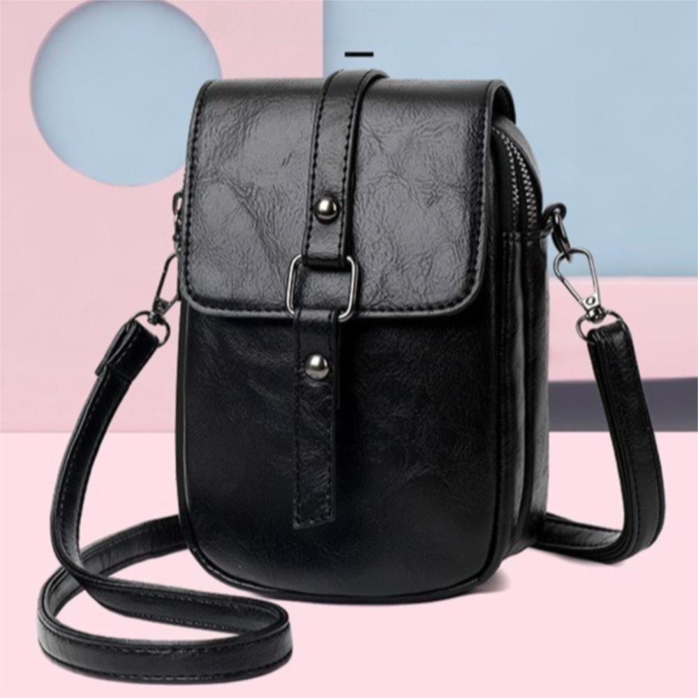 Simple PU Leather Crossbody Bag Solid Color Versatile Single Shoulder Bag Casual Mobile Phe Bag Women