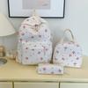 3-teiliges Rucksack-Set mit Schleifen-Print für Damen Passende Umhängetasche&Handtasche&Federmäppchen Mehrere Fächer Leicht Schulbündel