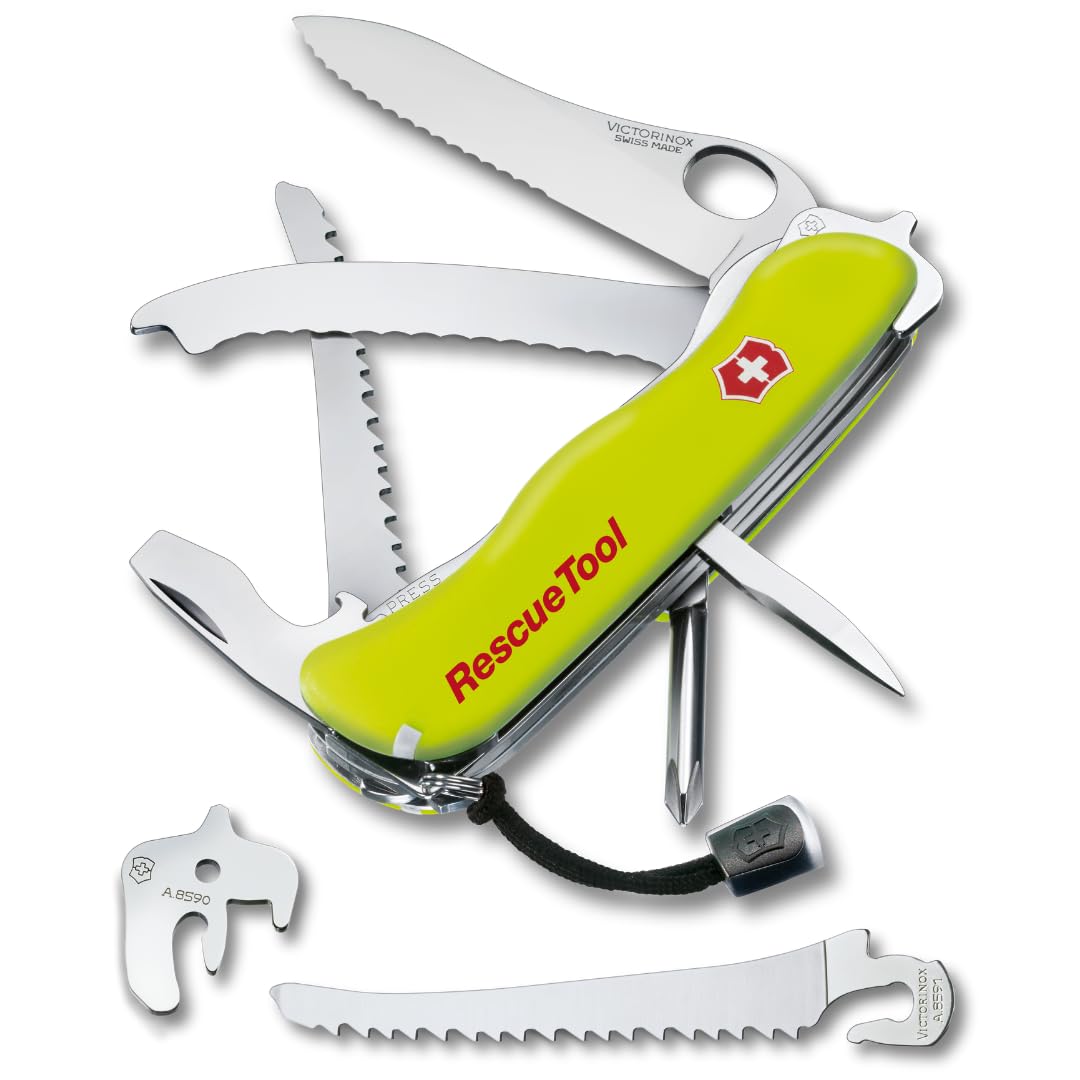 VICTORINOX Swiss Army Knife Rescue Tool, Multi-Function Knife, Emergency Preparedness Tool, Luminous, Emergency Escape Tool, Seatbelt Cutter, Glass Sa