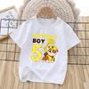 Summer Tops Cute T Shirt for Boys Girls Rubble Cotton Cartoon Birthday Number Tee Shirt Printed Clothes Anime Gifts