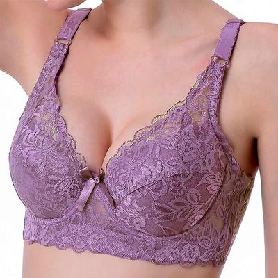 Intimo da donna Reggiseno piccolo Plus Size Senza ferretto regolabile Reggiseno da donna in pizzo Copriseno BCD Reggiseni in pizzo di grandi dimensioni