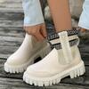 Women's Chunky Boots, Fashion Knit Stitching Ankle Boots, Women's Comfort Boots