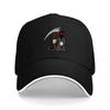 Grim Reaper Baseball Cap Black Cotton Adjustable Hat with Red Eyes Scythe Design Fashion Streetwear Accessory for Unisex Women
