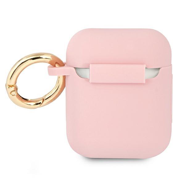 Guess Gua2Sssi Airpods 1/2 Cover Różowy/Pink Silicone Vintage Script