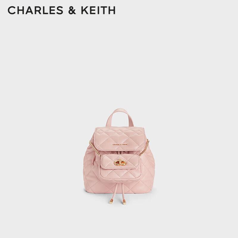 CHARLES & KEITH Классический стеганый рюкзак S розовый