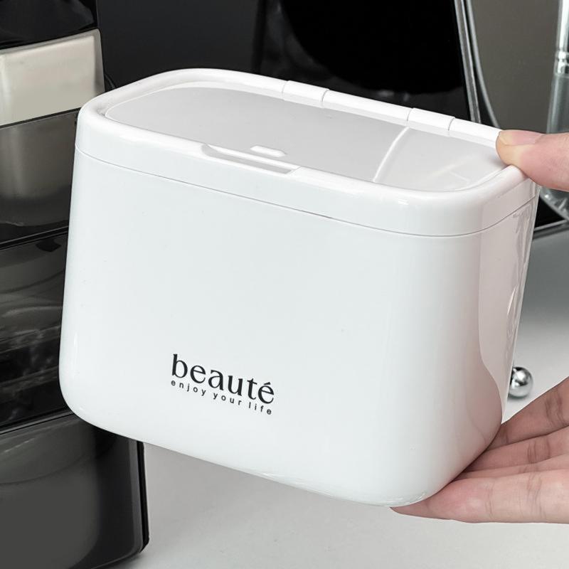 Automatic Pops Up Lift No-Drill Cotton Swab And Makeup Cotton Dispenser Hair Accessories And Hair Tie Desktop Storage Box