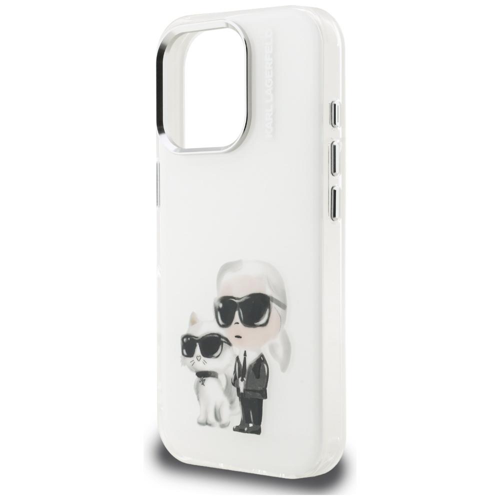 Karl Lagerfeld IML Aquarelle Karl & Choupette & Logo Case for iPhone 16 Pro White