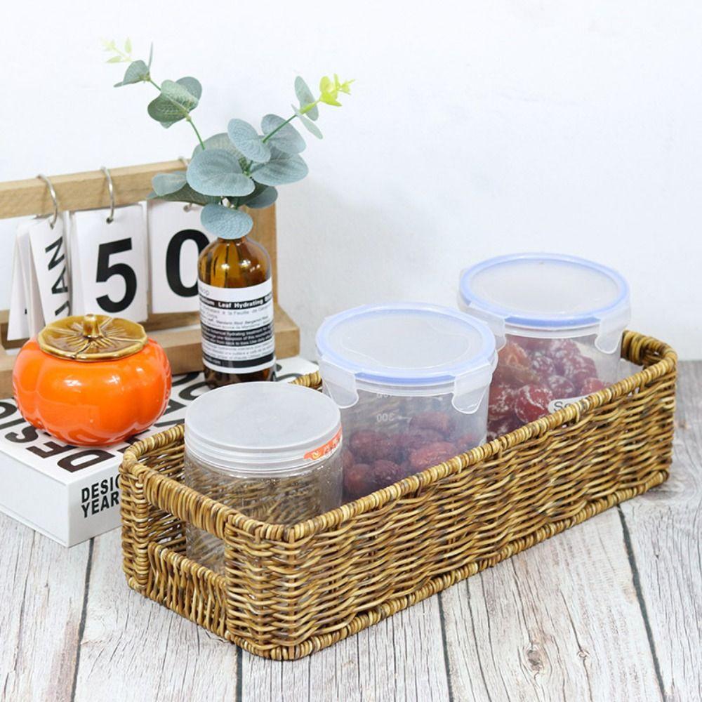 Hardness Rattan Woven Serving Baskets Handwoven Household Bread Fruit Vegetables Basket 7 Styles
