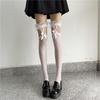 Black Silk Fishnet Over-the-Knee Lace Suspenders with Bow